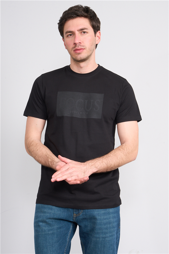 Çetinkaya Mentality 4517 Bisiklet Yaka Regular Modelli T-shirt Siyah