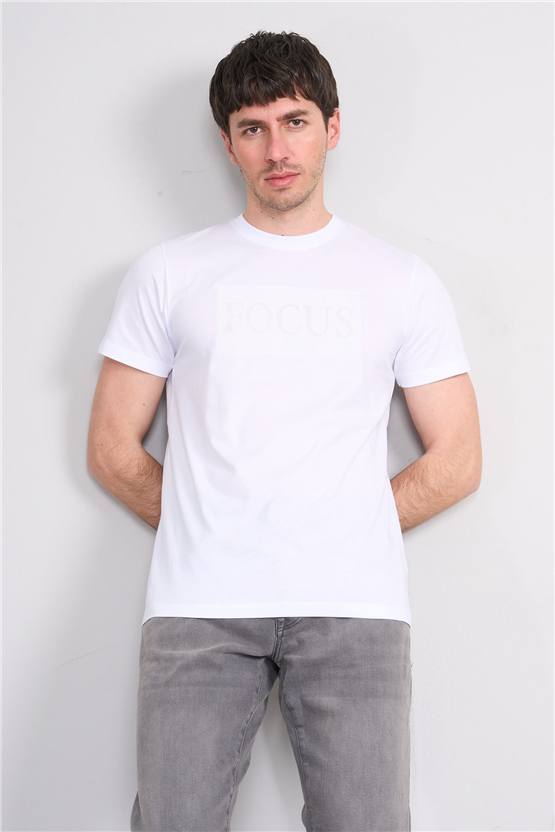 Çetinkaya Mentality 4517 Bisiklet Yaka Regular Modelli T-shirt Beyaz