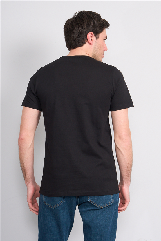 Çetinkaya Mentality 4517 Bisiklet Yaka Regular Modelli T-shirt Siyah