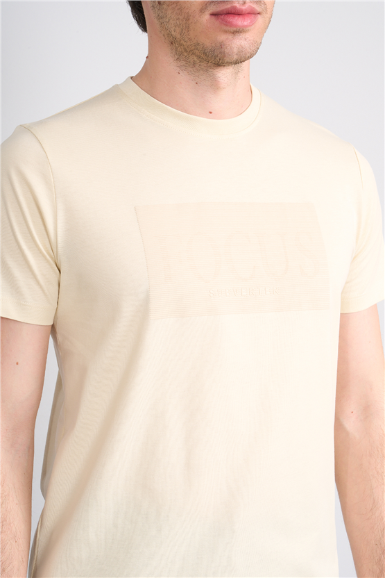 Çetinkaya Mentality 4517 Bisiklet Yaka Regular Modelli T-shirt Taş