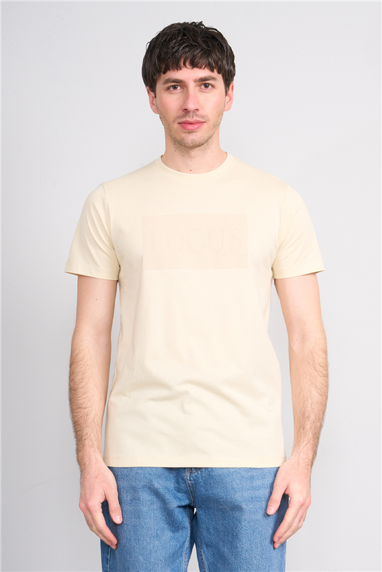 Çetinkaya Mentality 4517 Bisiklet Yaka Regular Modelli T-shirt Taş