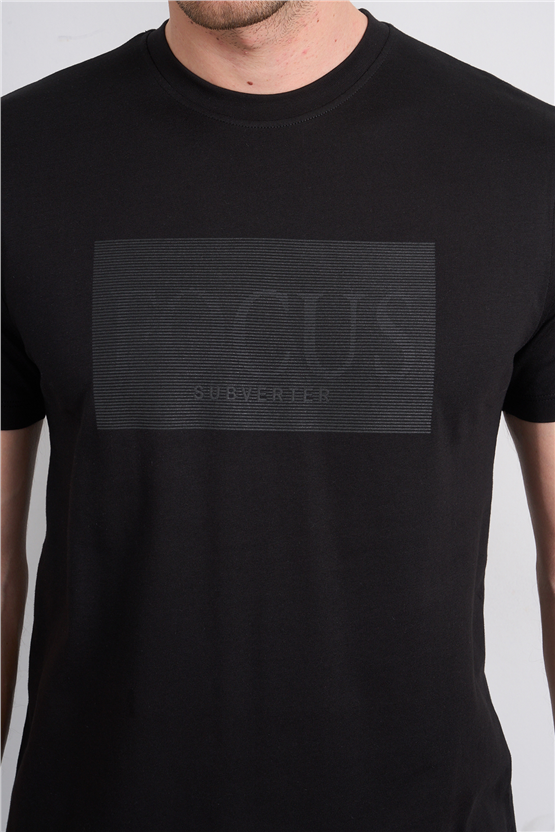 Çetinkaya Mentality 4517 Bisiklet Yaka Regular Modelli T-shirt Siyah