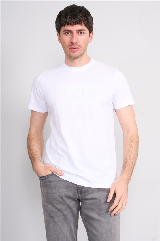 Çetinkaya Mentality 4517 Bisiklet Yaka Regular Modelli T-shirt Beyaz