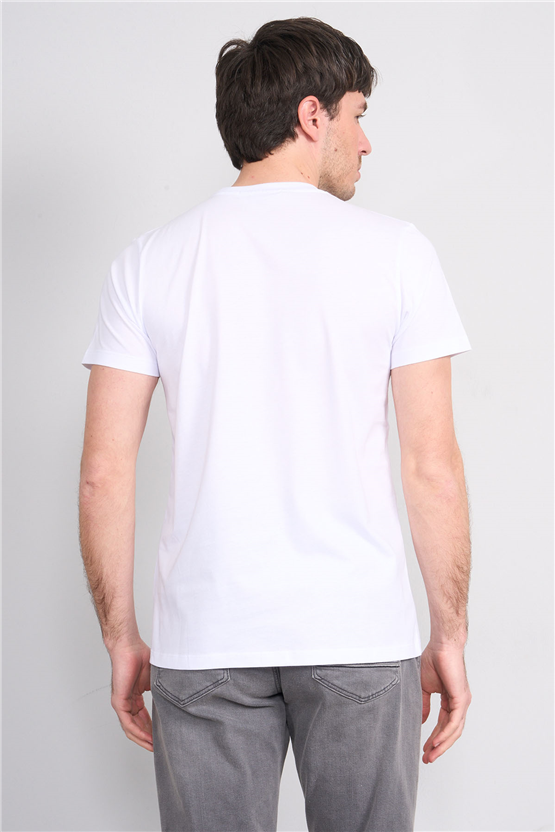 Çetinkaya Mentality 4517 Bisiklet Yaka Regular Modelli T-shirt Beyaz