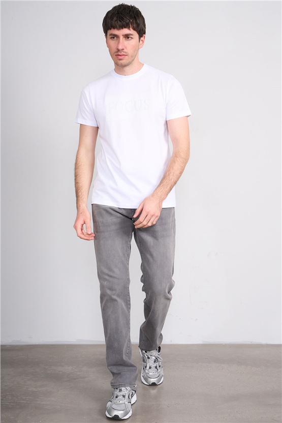 Çetinkaya Mentality 4517 Bisiklet Yaka Regular Modelli T-shirt Beyaz