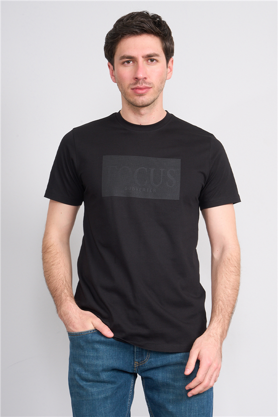 Çetinkaya Mentality 4517 Bisiklet Yaka Regular Modelli T-shirt Siyah