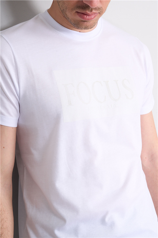 Çetinkaya Mentality 4517 Bisiklet Yaka Regular Modelli T-shirt Beyaz