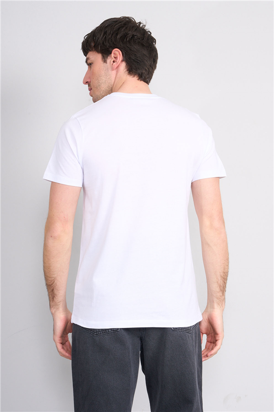 Çetinkaya Mentality 4518 Bisiklet Yaka Regular Modelli T-shirt Beyaz