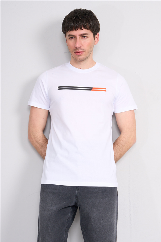 Çetinkaya Mentality 4518 Bisiklet Yaka Regular Modelli T-shirt Beyaz