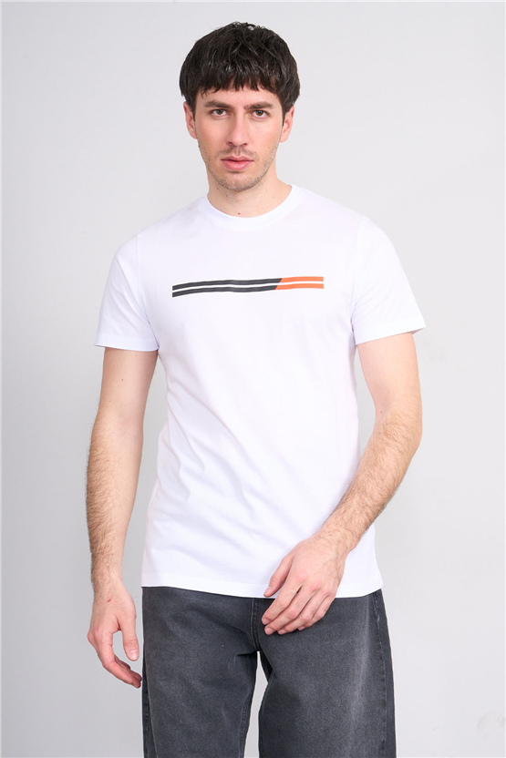 Çetinkaya Mentality 4518 Bisiklet Yaka Regular Modelli T-shirt Beyaz