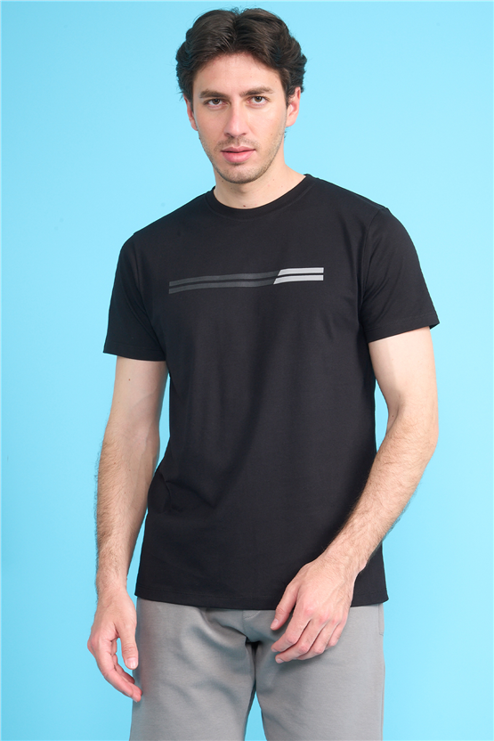 Çetinkaya Mentality 4518 Bisiklet Yaka Regular Modelli T-shirt Siyah