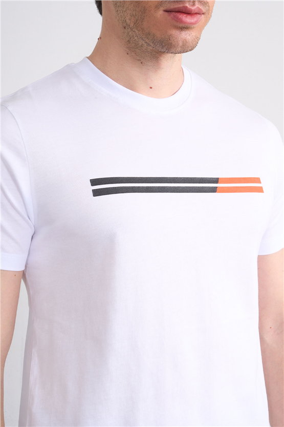 Çetinkaya Mentality 4518 Bisiklet Yaka Regular Modelli T-shirt Beyaz