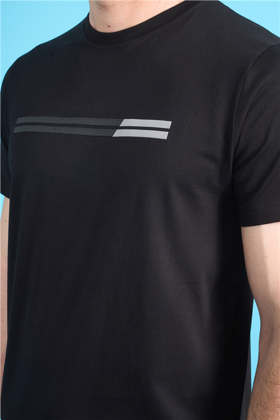 Çetinkaya Mentality 4518 Bisiklet Yaka Regular Modelli T-shirt Siyah