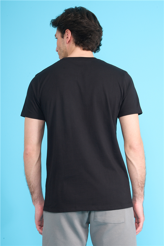 Çetinkaya Mentality 4518 Bisiklet Yaka Regular Modelli T-shirt Siyah