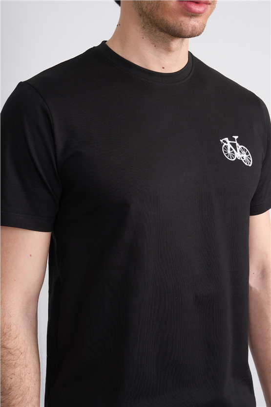 Çetinkaya Mentality 4520 Bisiklet Yaka Regular Modelli T-shirt Siyah
