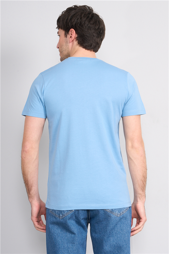 Çetinkaya Mentality 4520 Bisiklet Yaka Regular Modelli T-shirt Buz Mavi