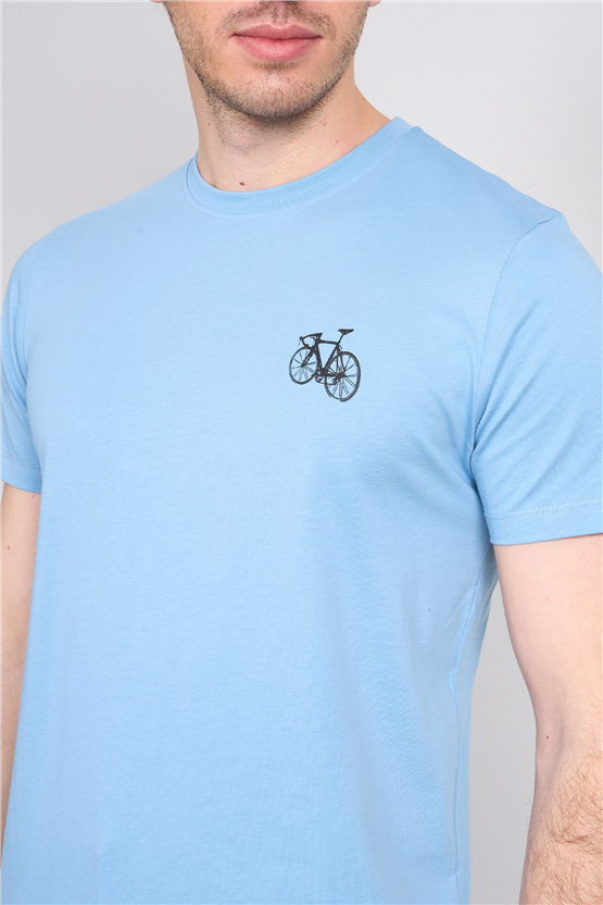 Çetinkaya Mentality 4520 Bisiklet Yaka Regular Modelli T-shirt Buz Mavi