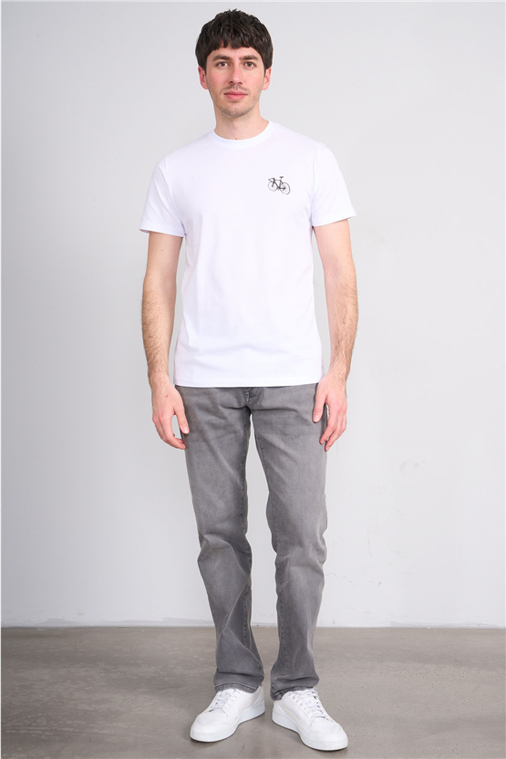 Çetinkaya Mentality 4520 Bisiklet Yaka Regular Modelli T-shirt Beyaz