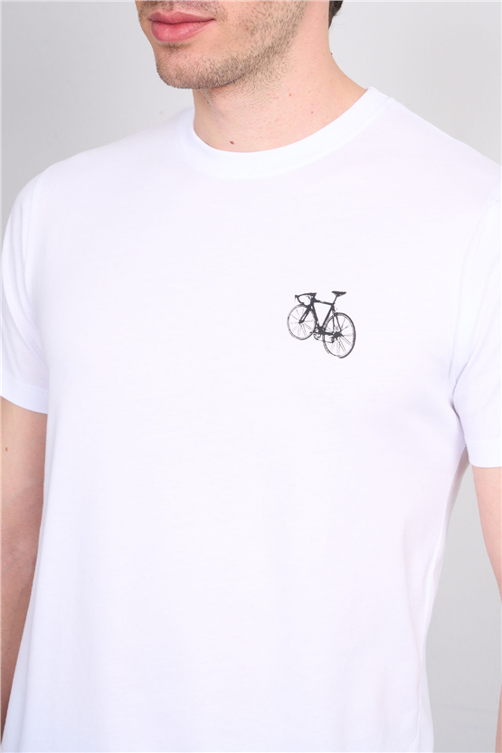 Çetinkaya Mentality 4520 Bisiklet Yaka Regular Modelli T-shirt Beyaz