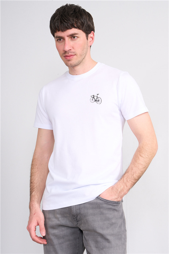 Çetinkaya Mentality 4520 Bisiklet Yaka Regular Modelli T-shirt Beyaz