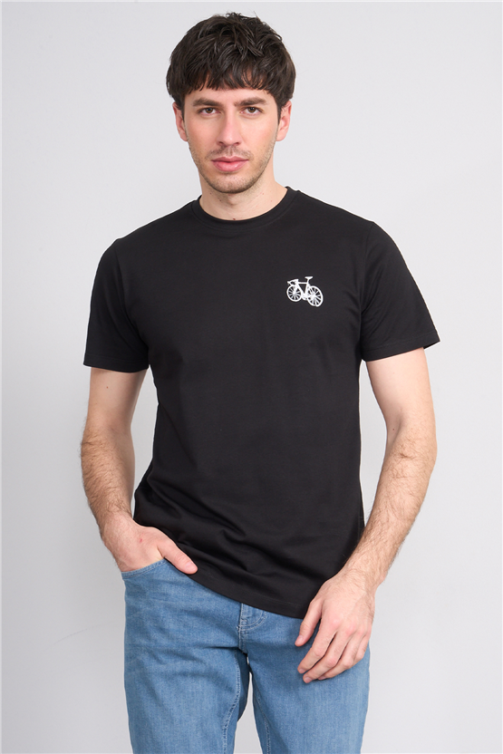 Çetinkaya Mentality 4520 Bisiklet Yaka Regular Modelli T-shirt Siyah
