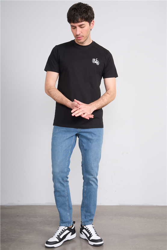 Çetinkaya Mentality 4520 Bisiklet Yaka Regular Modelli T-shirt Siyah