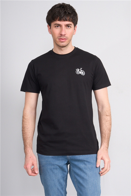 Çetinkaya Mentality 4520 Bisiklet Yaka Regular Modelli T-shirt Siyah