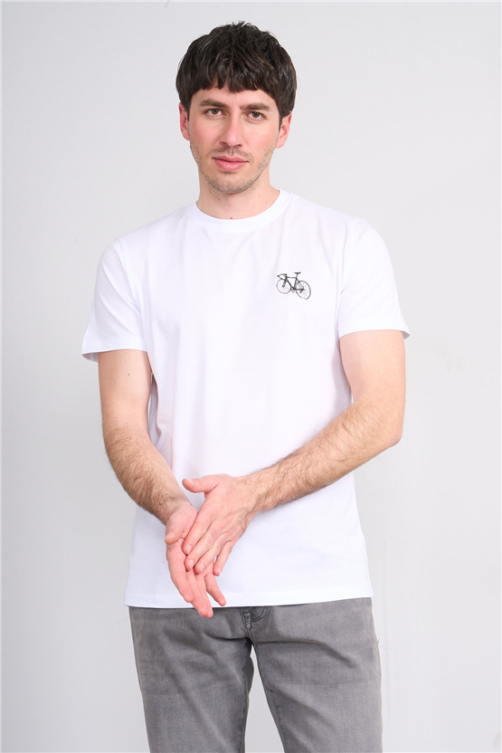 Çetinkaya Mentality 4520 Bisiklet Yaka Regular Modelli T-shirt Beyaz