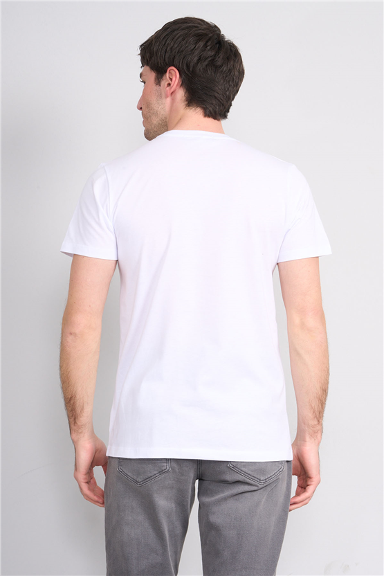 Çetinkaya Mentality 4520 Bisiklet Yaka Regular Modelli T-shirt Beyaz