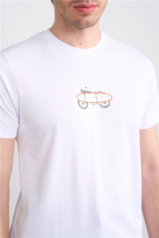 Çetinkaya Mentality 4521 Bisiklet Yaka Regular Modelli T-shirt Beyaz