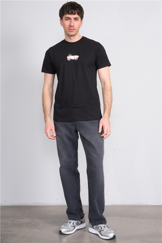 Çetinkaya Mentality 4521 Bisiklet Yaka Regular Modelli T-shirt Siyah