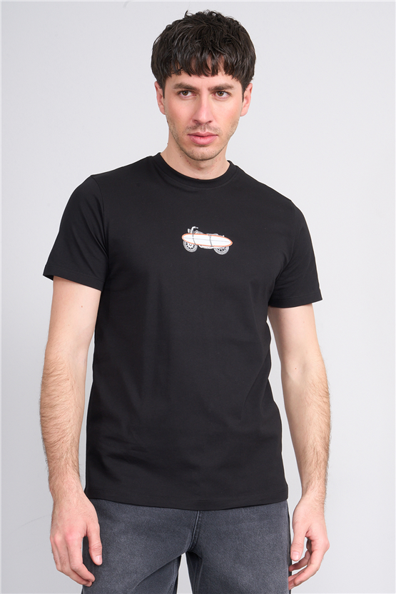 Çetinkaya Mentality 4521 Bisiklet Yaka Regular Modelli T-shirt Siyah