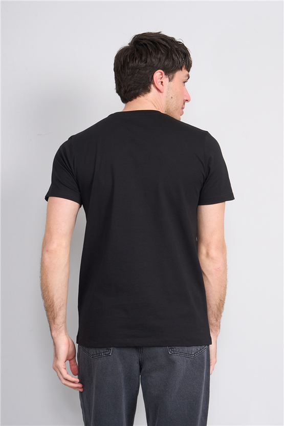 Çetinkaya Mentality 4521 Bisiklet Yaka Regular Modelli T-shirt Siyah