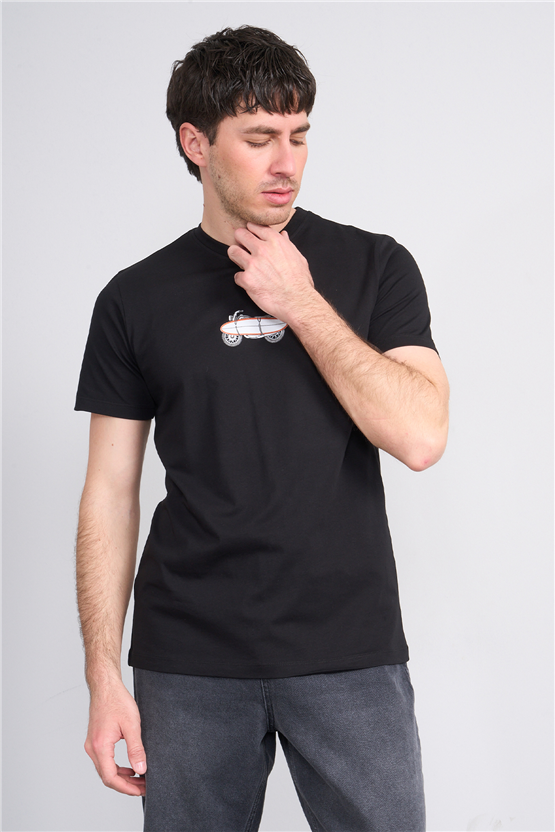 Çetinkaya Mentality 4521 Bisiklet Yaka Regular Modelli T-shirt Siyah