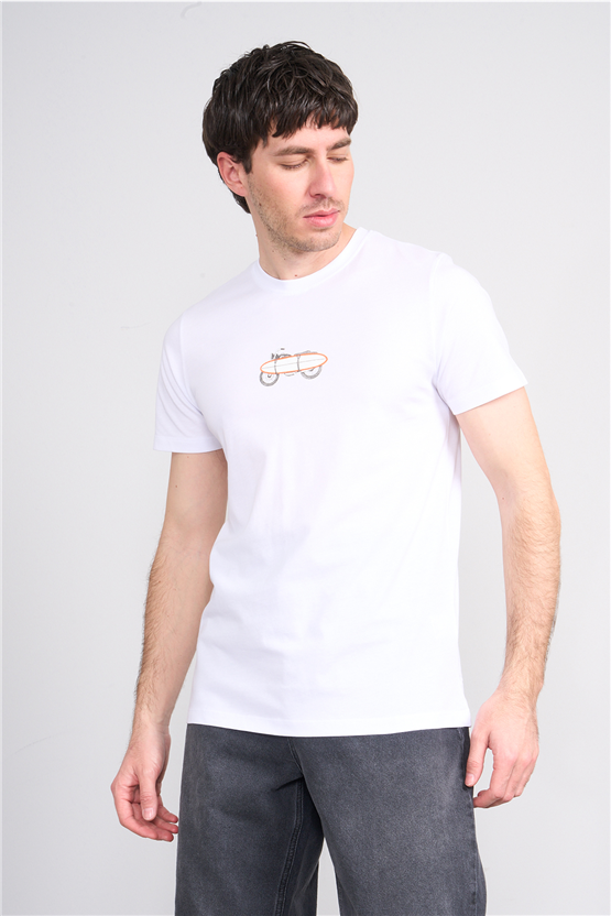 Çetinkaya Mentality 4521 Bisiklet Yaka Regular Modelli T-shirt Beyaz