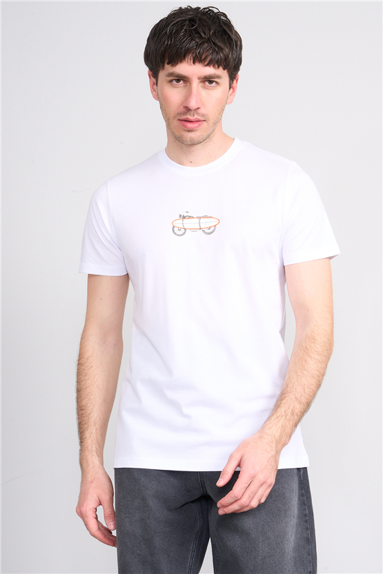 Çetinkaya Mentality 4521 Bisiklet Yaka Regular Modelli T-shirt Beyaz