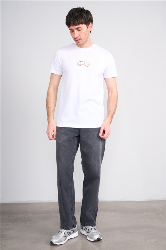 Çetinkaya Mentality 4521 Bisiklet Yaka Regular Modelli T-shirt Beyaz