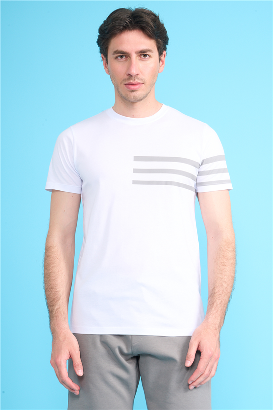Çetinkaya Mentality 4522 Bisiklet Yaka Regular Modelli T-shirt Beyaz