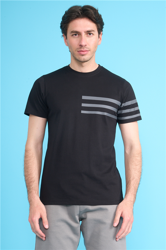 Çetinkaya Mentality 4522 Bisiklet Yaka Regular Modelli T-shirt Siyah