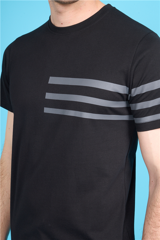 Çetinkaya Mentality 4522 Bisiklet Yaka Regular Modelli T-shirt Siyah