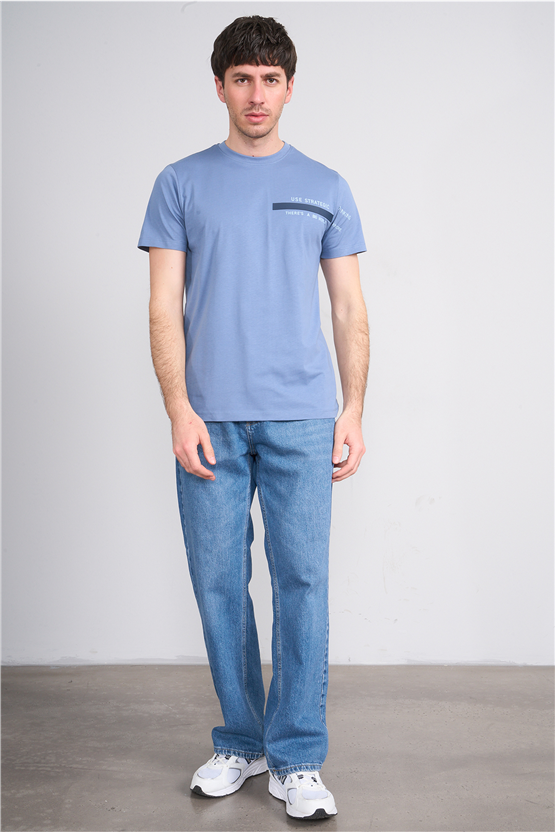 Çetinkaya Mentality 4523 Bisiklet Yaka Regular Modelli T-shirt Navy