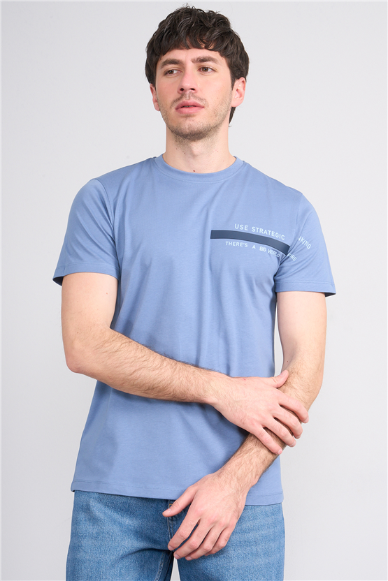 Çetinkaya Mentality 4523 Bisiklet Yaka Regular Modelli T-shirt Navy