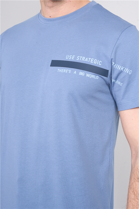 Çetinkaya Mentality 4523 Bisiklet Yaka Regular Modelli T-shirt Navy