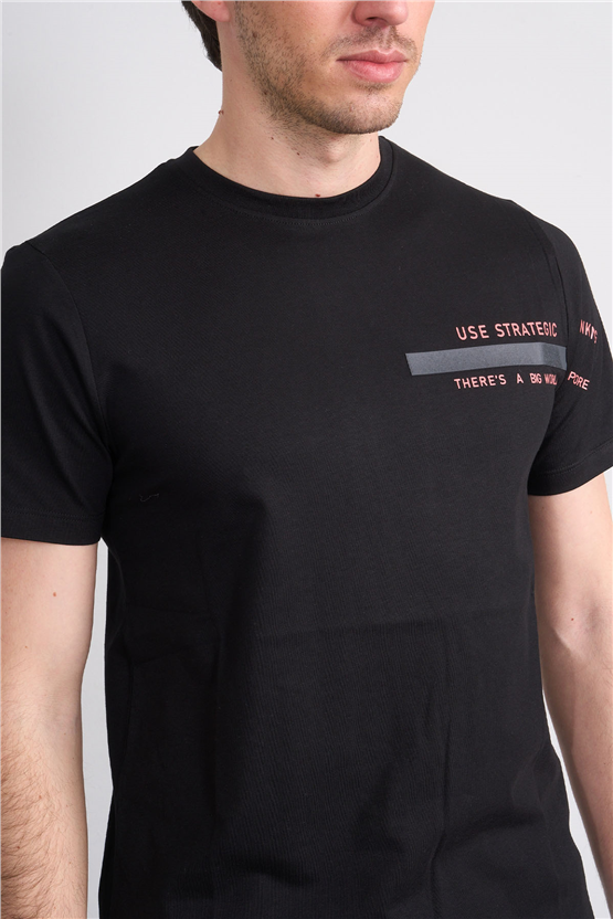 Çetinkaya Mentality 4523 Bisiklet Yaka Regular Modelli T-shirt Siyah