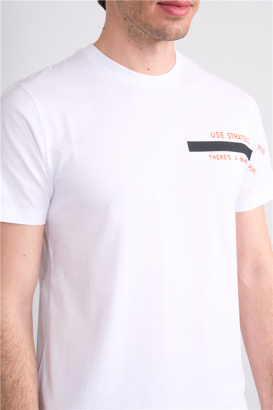 Çetinkaya Mentality 4523 Bisiklet Yaka Regular Modelli T-shirt Beyaz