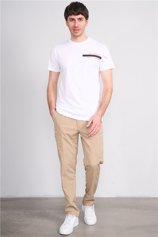 Çetinkaya Mentality 4523 Bisiklet Yaka Regular Modelli T-shirt Beyaz