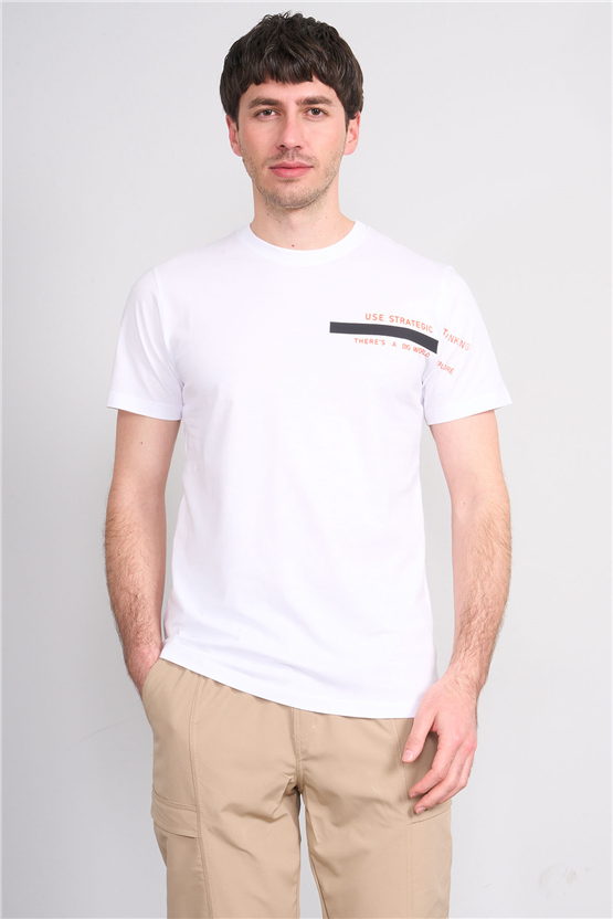 Çetinkaya Mentality 4523 Bisiklet Yaka Regular Modelli T-shirt Beyaz