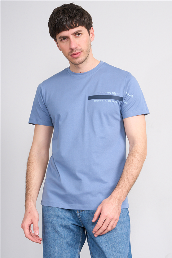 Çetinkaya Mentality 4523 Bisiklet Yaka Regular Modelli T-shirt Navy