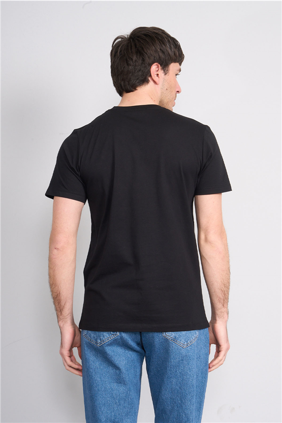 Çetinkaya Mentality 4523 Bisiklet Yaka Regular Modelli T-shirt Siyah