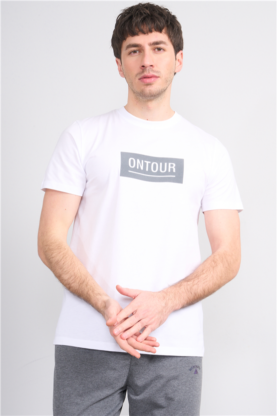 Çetinkaya Mentality 4525 Bisiklet Yaka Regular Modelli T-shirt Beyaz